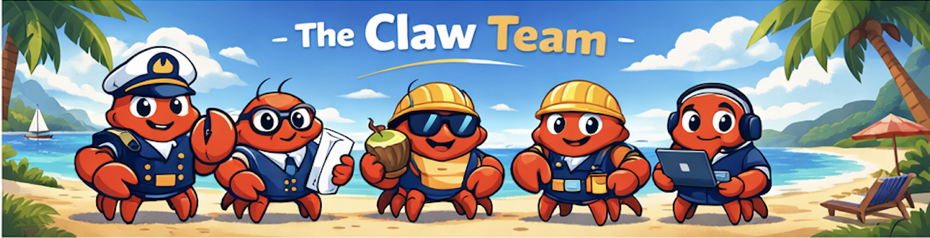 The Claw Team on the beach